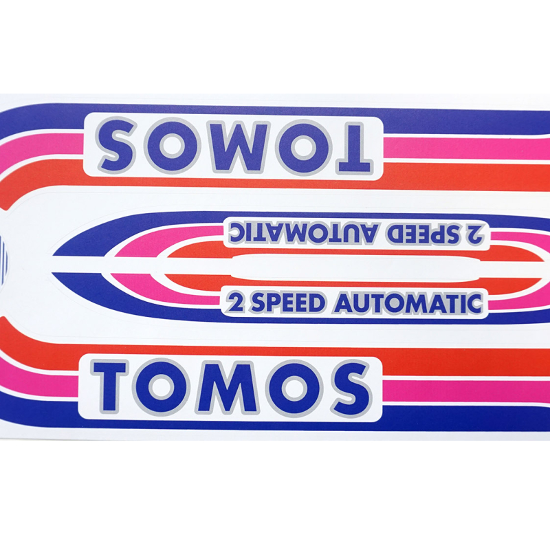  Stickerset Tomos A3 oud model Rood / Paars / Blauw